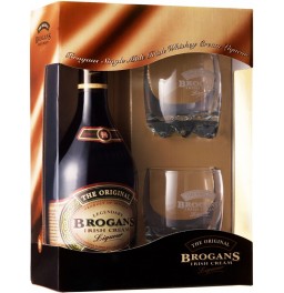 Ликер Brogans Irish Cream, gift box with 2 glasses, 0.7 л