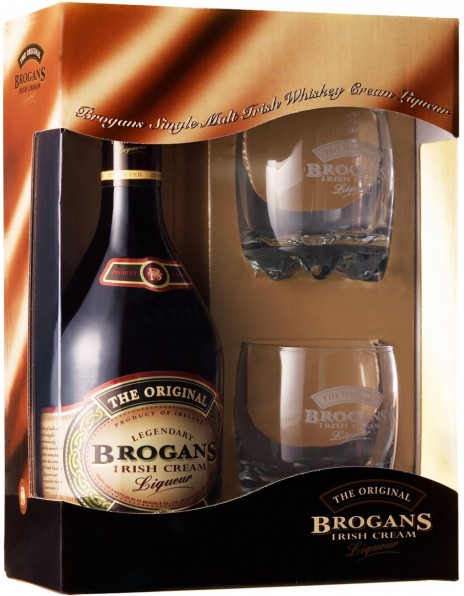 Ликер Brogans Irish Cream, gift box with 2 glasses, 0.7 л