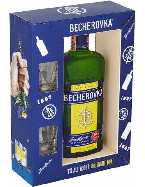 Ликер Becherovka, gift box with 2 glasses, 0.7 л